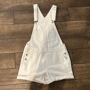 White denim overalls